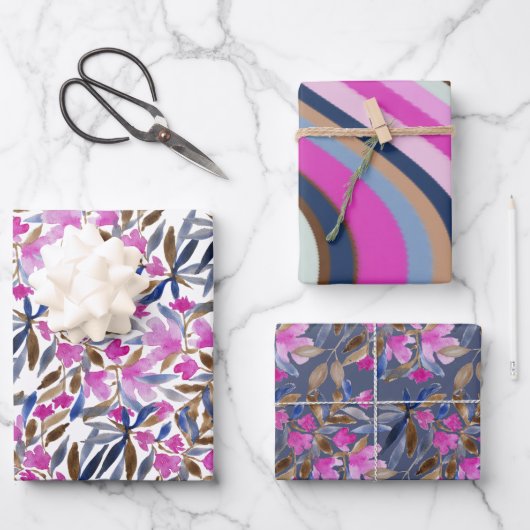 Florence Waterverf in roze Venetiaanse blauwe ceda Inpakpapier Vel (Voorkant)