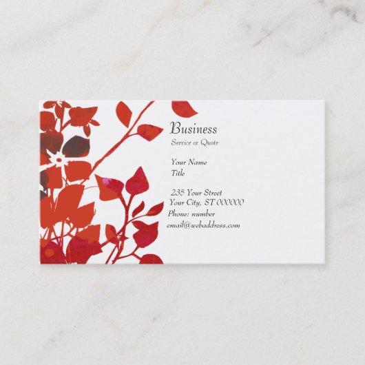 Florence Waterverf moderne rode bloemen op wit Visitekaartje (Voorkant)
