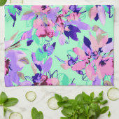 Florence waterverf patroon blauwgroen paars roze theedoek (Gevouwen)