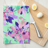 Florence waterverf patroon blauwgroen paars roze theedoek (Quarter Fold)