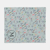 Florence Waterverf Personal Monogram Fleece Deken (Voorkant (Horizontaal))