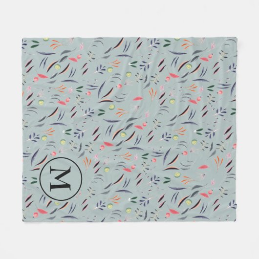 Florence Waterverf Personal Monogram Fleece Deken (Voorkant (Horizontaal))
