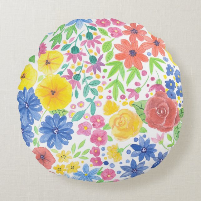 Florence-waterverf Rond Kussen (Voorkant)