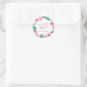 Florence Waterverf Roze en Groene fornuizen Ronde Sticker (Tas)