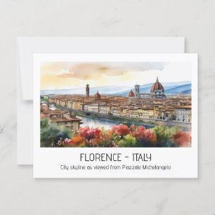 Florence waterverf skyline Rome Italië bewerkbaar Briefkaart