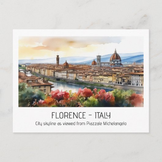 Florence waterverf skyline Rome Italië bewerkbaar Briefkaart (Voorkant)