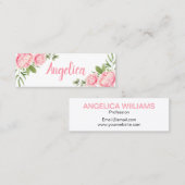 Florence waterverf trendy roze roze bloemen mini visitekaartje (Voorkant / Achterkant)