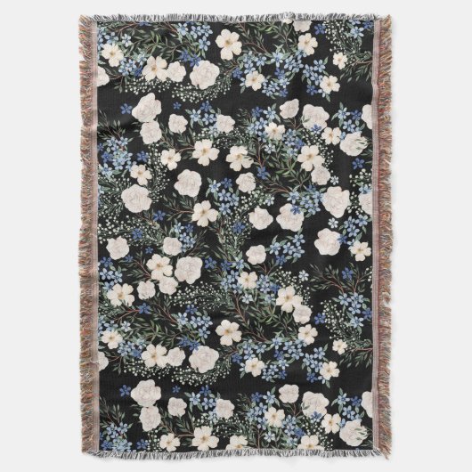 Florence Waterverf Wildbloemen Roze Blauwe Blauwe  Deken (Voorkant Verticaal)