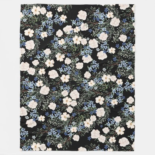 Florence Waterverf Wildbloemen Roze Blauwe Blauwe Fleece Deken (Voorkant)