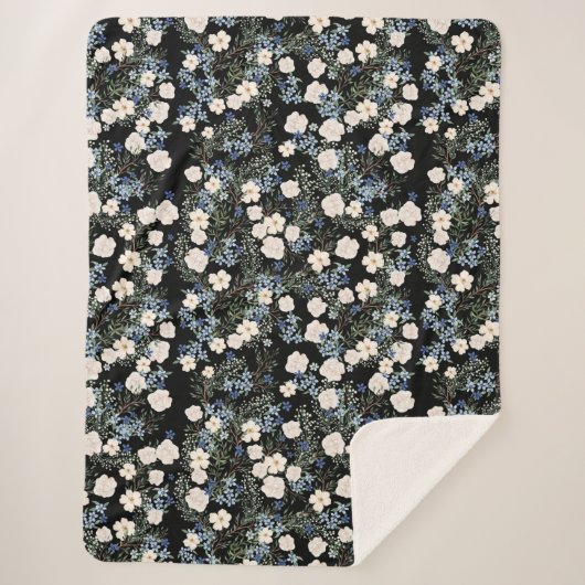 Florence Waterverf Wildbloemen Roze Blauwe Blauwe  Sherpa Deken (Voorkant)