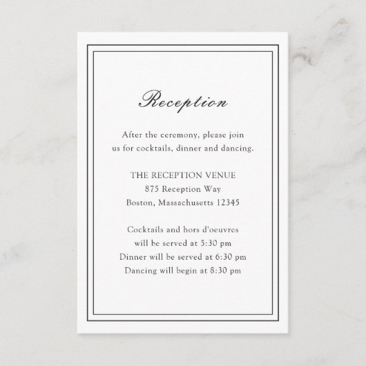 Florence White Elegant Huwelijk Informatiekaartje (Voorkant)