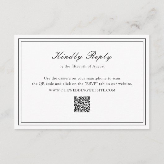 Florence White Elegant Huwelijk RSVP Kaartje (Voorkant)