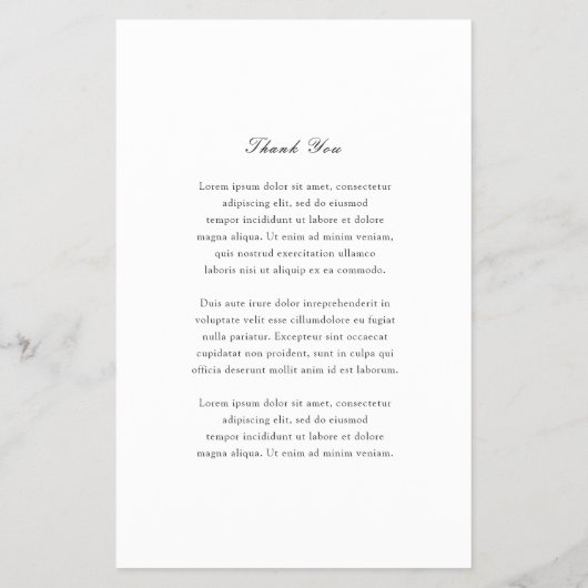 Florence White Elegant Wedding Menu (Achterkant)