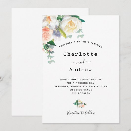 Florence White roze goudroze bruiloft Kaart (Voorkant / Achterkant)