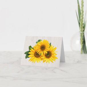 Florence Yellow Sunflower Rustig Grey Wood Bedankkaart