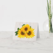 Florence Yellow Sunflower Rustig Grey Wood Bedankkaart (Voorkant)