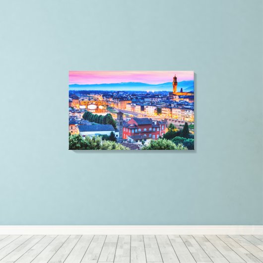 Florence zonsondergang, Italië Canvas Afdruk (Insitu (Houten vloer))