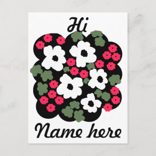 Florence zwart wit roze groen patroon briefkaart