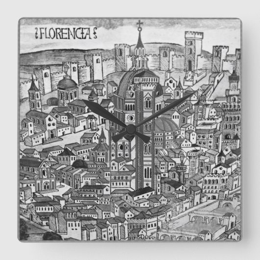 Florencia Bianco e Nero 1493 Vierkante Klok (Voorkant)