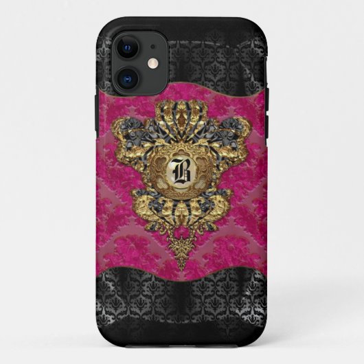 Florendyne Elegant Damask Monogram Case-Mate iPhone Case (Achterkant)