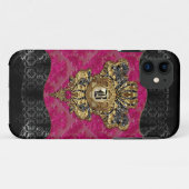Florendyne Elegant Damask Monogram Case-Mate iPhone Case (Achterkant (horizontaal))