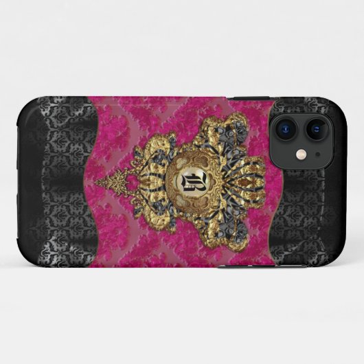 Florendyne Elegant Damask Monogram Case-Mate iPhone Case (Achterkant (horizontaal))