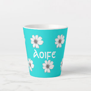 Florentieel patroon Blauwgroen Blauwe douanenaam Latte Mok