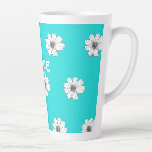 Florentieel patroon Blauwgroen Blauwe douanenaam Latte Mok (Rechts)