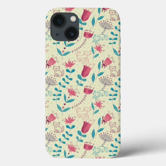 Florentieel patroon met cartoon katten Case-Mate iPhone case (Achterkant)