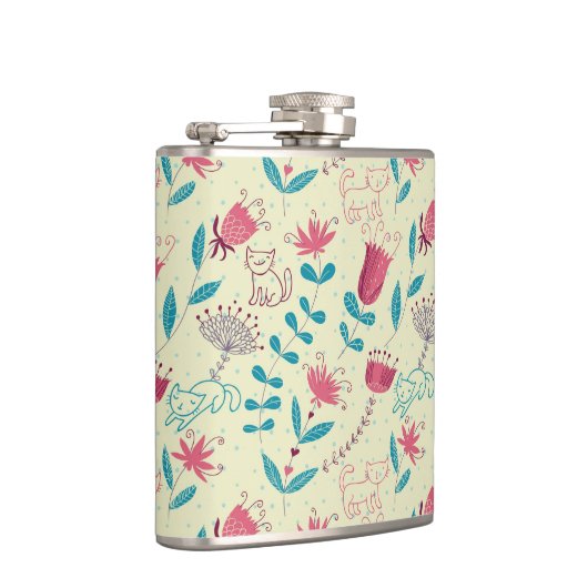 Florentieel patroon met cartoon katten heupfles (Rechts)