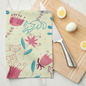 Florentieel patroon met cartoon katten theedoek (Quarter Fold)