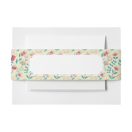 Florentieel patroon met cartoon katten uitnodigingen wikkel (Voorkant Voorbeeld)