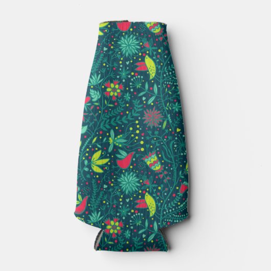 Florentieel patroon met cartoon vogels flesjeskoeler (Voorkant)