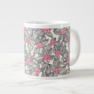 Florentieel patroon met cartoon vogels grote koffiekop