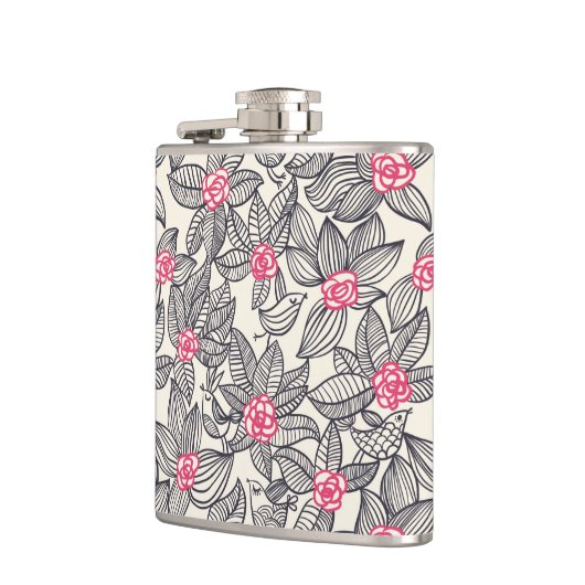 Florentieel patroon met cartoon vogels heupfles (Links)