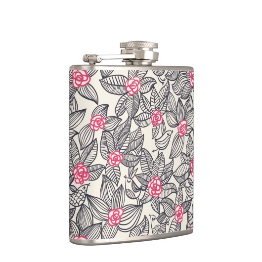 Florentieel patroon met cartoon vogels heupfles (Rechts)