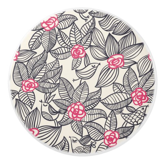 Florentieel patroon met cartoon vogels keramische knop (Voorkant)