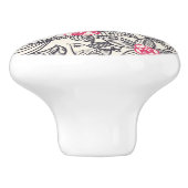 Florentieel patroon met cartoon vogels keramische knop (Zijkant)