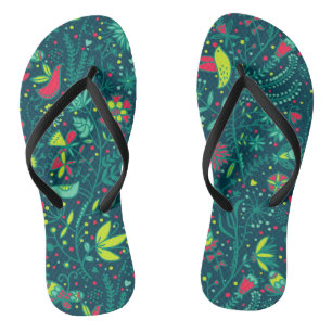Florentieel patroon met cartoon vogels teenslippers
