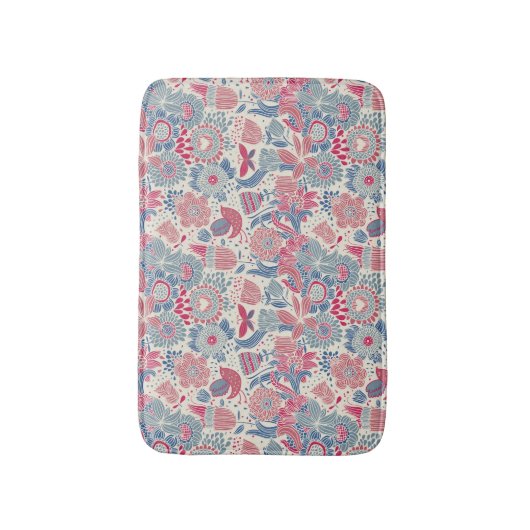 Florentieel patroon met vogel en vlinder badmat (Voorkant Verticaal)