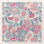 Florentieel patroon met vogel en vlinder glazen onderzetter (Voorkant)