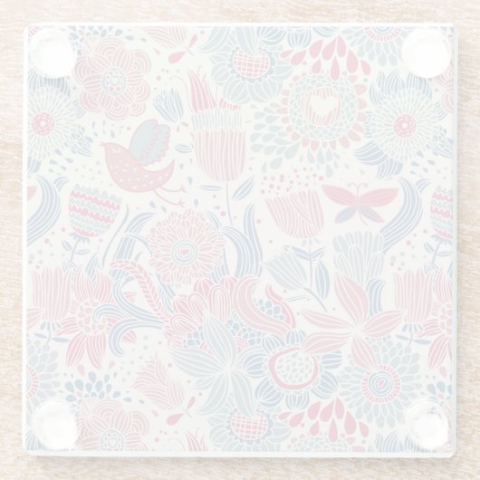 Florentieel patroon met vogel en vlinder glazen onderzetter (Achterkant)