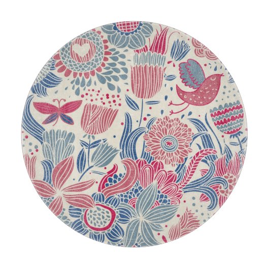 Florentieel patroon met vogel en vlinder snijplank (Voorkant)