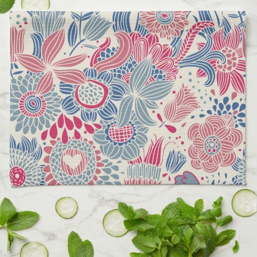 Florentieel patroon met vogel en vlinder theedoek (Gevouwen)