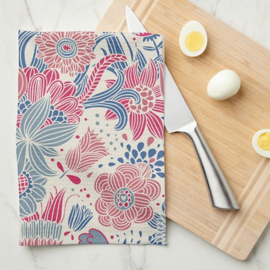 Florentieel patroon met vogel en vlinder theedoek (Quarter Fold)