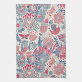 Florentieel patroon met vogel en vlinder theedoek (Verticaal)