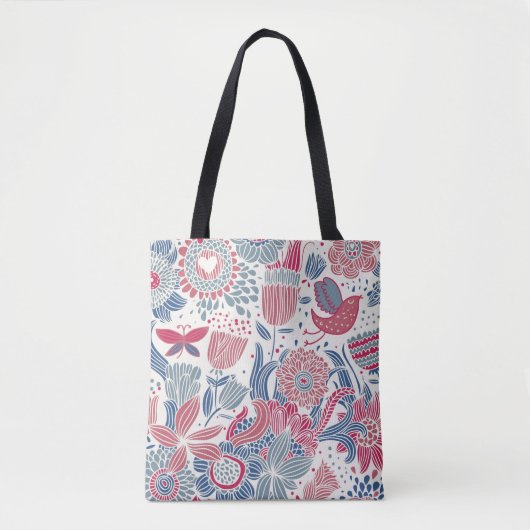 Florentieel patroon met vogel en vlinder tote bag (Voorkant)
