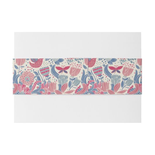 Florentieel patroon met vogel en vlinder uitnodigingen wikkel (Achterkant Voorbeeld)