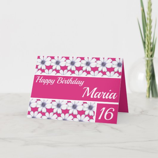 Florentificatiemodel Fuscia Pink Birthday Kaart (Voorkant)