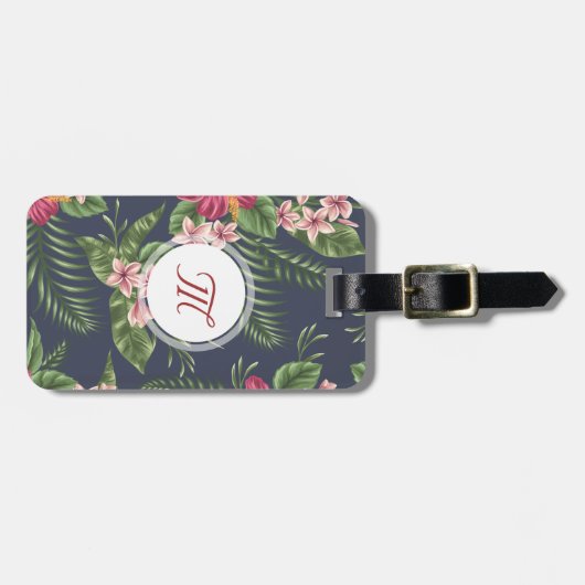 Florentijn Hibiscus Monogram Bagagelabel (Voorkant horizontaal)